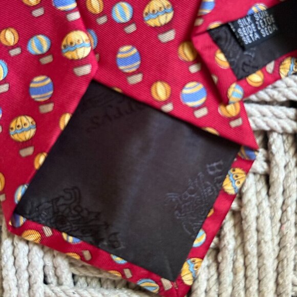Vintage Burberry Hot Air Balloons 100% Silk Tie 58" - Picture 3 of 3